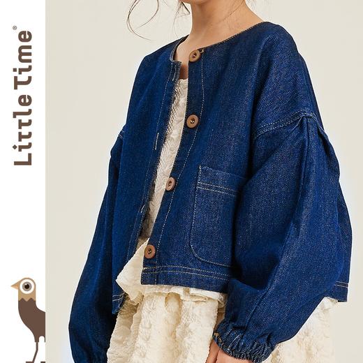littletime女童洋气牛仔外套春秋短款宽松潮2023新款女孩儿童上衣 商品图3