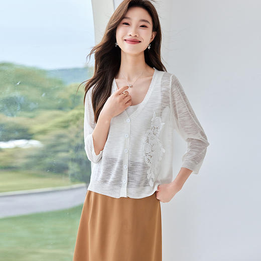 七分袖冰丝开衫，宽松镂空防晒衣披肩半袖上衣CC-ML7729 商品图2