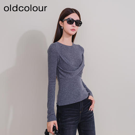 oldcolour冬季新款灰色设计感气质百搭修身针织套头衫女P420516A1 商品图1