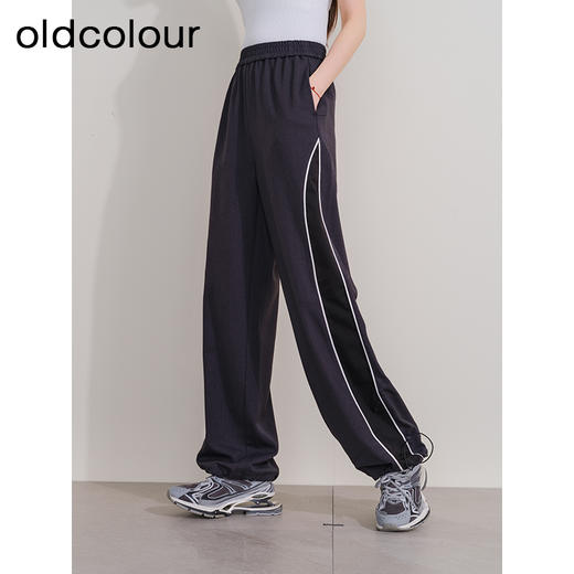 oldcolour冬季新款撞色运动宽松美式工装显瘦休闲长裤女P440710A1 商品图3