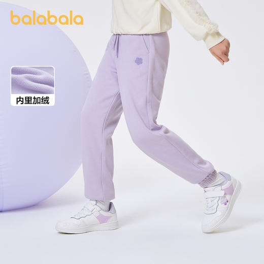 巴拉巴拉童装女童裤子冬装中大童加绒长裤保暖儿童运动花朵舒适潮 商品图0