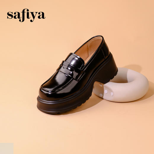 Safiya/索菲娅2024秋潮流厚底粗跟方头复古英伦JK小皮鞋乐福鞋 SF43112154 商品图5