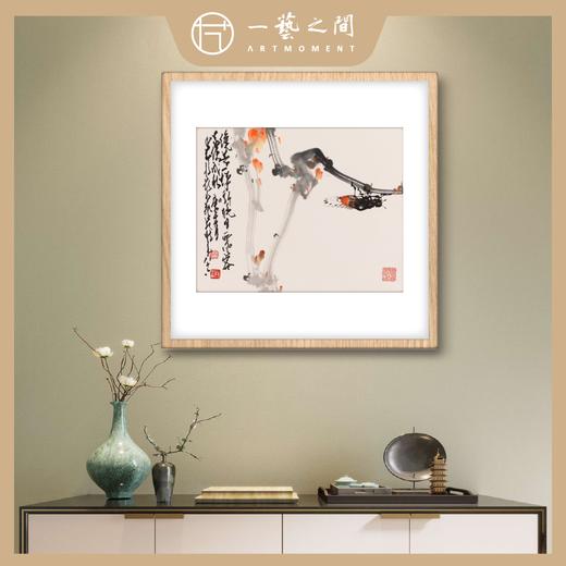 高清复制画 赵少昂《小品花鸟（四）》48cm*48cm 含框 复制装饰画 新中式风格轻盈高清雅致好搭配茶室客厅书房办公室已装框 商品图2