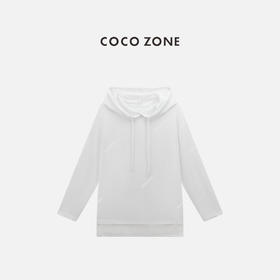 COCO ZONE 时尚系绳连帽长袖T恤百搭宽松上衣CC2B1152
