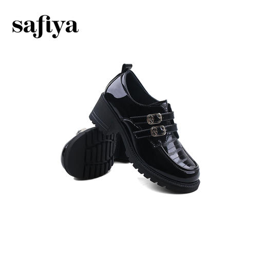 Safiya/索菲娅2024复古英伦风增高厚底漆皮圆头百搭JK小皮鞋 SF43112081 商品图6