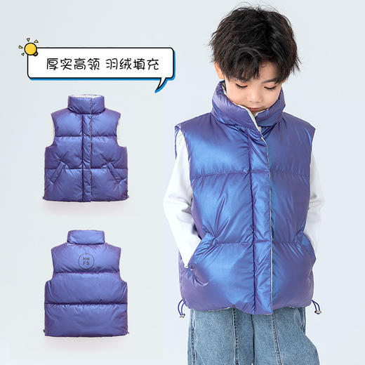 【小可爱出没 百搭马甲~】秋冬新款女童男童 小孩中小大童 加厚坎肩立领纯色羽绒服 马甲背心 柔软舒适 排汗排湿 透气不紧捂-QQ 商品图0