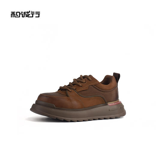 和诚行 2024秋冬新款时尚厚底休闲鞋男士百搭系带复古板鞋0551164 商品图1