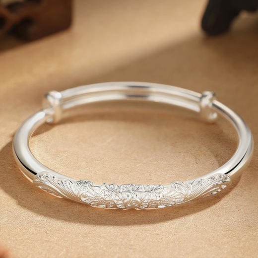 东方美人长安花银手镯 商品图3
