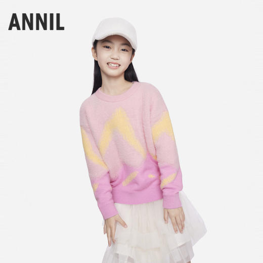 女童圆领长袖针织衫冬季新款安奈儿童装EG444625 商品图2