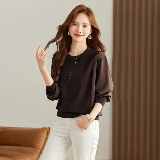 CC-16-9065秋季新款时尚中国结针织衫宽松气质上衣大码女装毛衣 商品图0