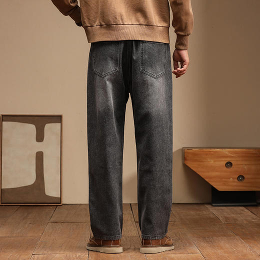 【新款DQ】大依优型大码松紧腰直筒牛仔裤长裤男舒适休闲简约百搭加肥加大男装潮款 商品图6