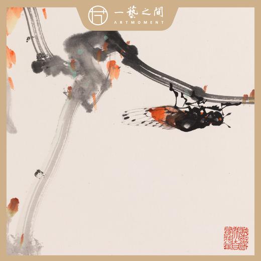 高清复制画 赵少昂《小品花鸟（四）》48cm*48cm 含框 复制装饰画 新中式风格轻盈高清雅致好搭配茶室客厅书房办公室已装框 商品图1