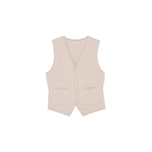 Heydress软糯针织马甲女秋季v领双口袋松弛温柔精致保暖百搭上衣 商品图4