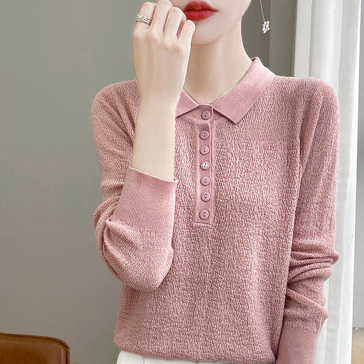 纤束马精纺羊毛复古polo领长袖 NSY-204 商品图5