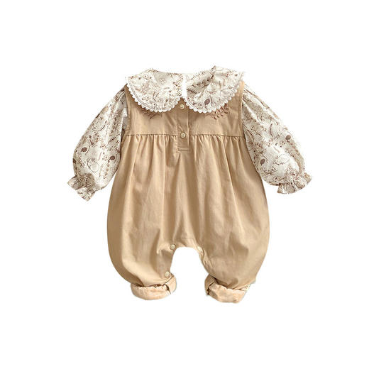 【婴儿套装韩版洋气碎花两件套】上衣背带裤婴幼儿爬服春秋套装女宝宝 商品图4