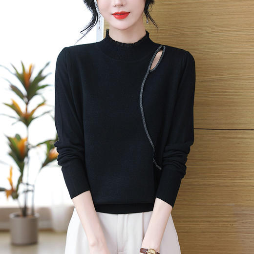 CC-28-1225打底衫女2024新款秋冬设计感半高领毛衣洋气时尚针织打底衫上衣 商品图2