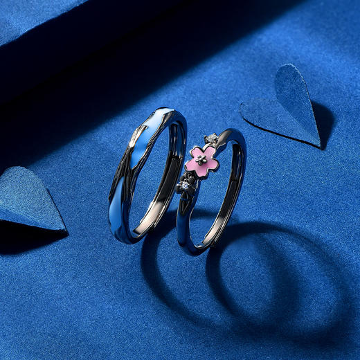 卡蒂罗/KADER 夜光效果 落樱连理枝情侣对戒 浪漫樱花甜蜜温柔可调节发光手饰一对 恋爱频率繁花似锦配饰 925银七夕 商品图10