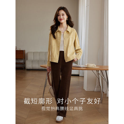 【双𝟭𝟭特卖】熙世界2025秋季新款工装风麂皮绒外套小个子短款夹克上衣潮ins 商品图2