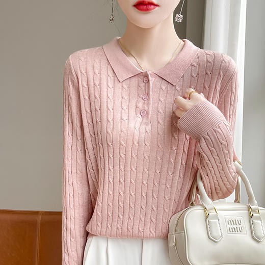 纤束马精纺羊毛复古polo领长袖 NSY-204 商品图3