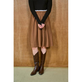HeyDress撞色腰头半身裙女秋季复古A摆伞裙显瘦气质设计感裙子