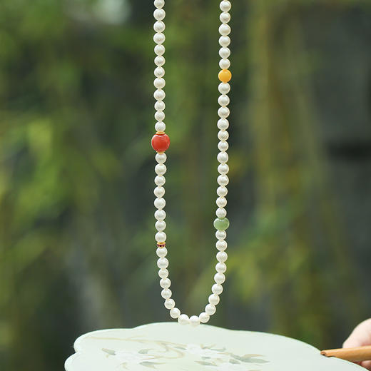 Manreya玛芮雅“云间霓裳”珍珠蜜蜡南红长款项链个性时尚饰品 商品图9
