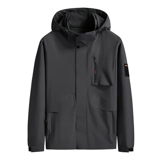 【可拆卸帽】【新款DSS】大依优型大码男装连帽夹克加肥加大休闲夹克胖子宽松防风外套上衣 商品图3