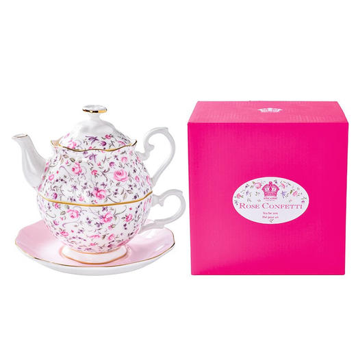 Royal Albert 玫瑰满花 一人悦享茶具套装 玫瑰满花骨瓷咖啡壶一人悦享英式茶具 商品图1