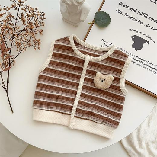 【儿童卡通小熊马甲条纹】2024秋季新品男宝宝1-3岁百搭韩版婴儿马甲 商品图2