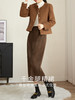【年终特卖】熙世界复古棕色丽丝绒半身裙女秋冬2025新款复古开叉包臀直筒长裙 商品缩略图2