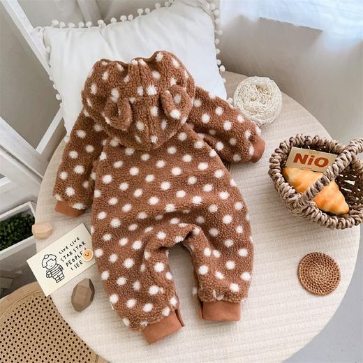 【韩版卡通小熊连体衣】婴儿衣服秋冬款连帽加绒哈衣男宝宝外出爬爬服 商品图2