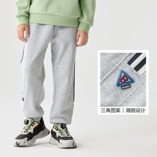 巴拉巴拉童装男童长裤加绒中大童裤子秋冬新款撞色束脚裤子潮 商品图3