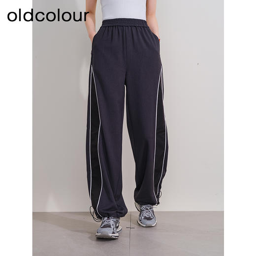 oldcolour冬季新款撞色运动宽松美式工装显瘦休闲长裤女P440710A1 商品图0