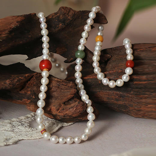 Manreya玛芮雅“云间霓裳”珍珠蜜蜡南红长款项链个性时尚饰品 商品图2