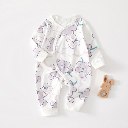 【系绳蝴蝶衣 环保印染 萌趣可爱又健康】新生婴儿蝴蝶衣 初生纯棉无骨哈衣爬服 春秋宝宝秋季衣服 婴儿连体衣-QQ 商品图7