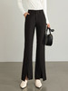 【1件7折】熙世界黑色开叉休闲喇叭裤女春秋新款高腰显瘦垂坠感西装微喇裤子 商品缩略图0