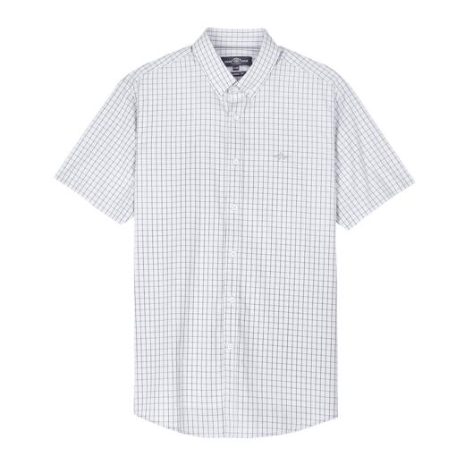 德鲨夏季纯棉短袖格子衬衫男青年时尚全棉衬衣男上衣LY21412 商品图0