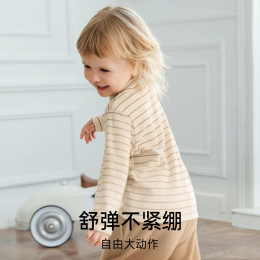 【宝宝服饰】EMXEE嫚熙24年新款7A抗菌婴童半高领条纹长袖打底衫 商品图4