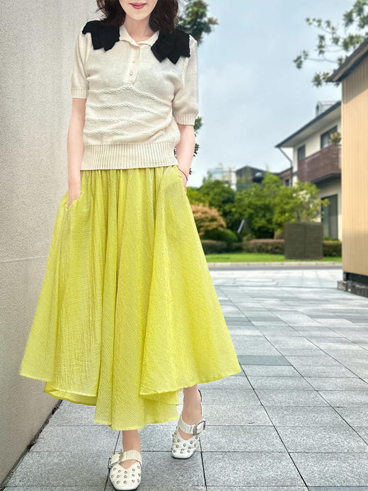 TYNVIE 双层翻领短袖针织上衣 商品图1