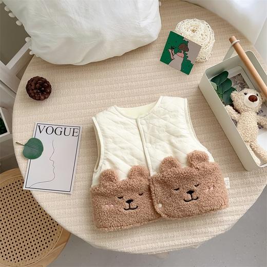 【卡通小熊宝宝冬季加绒夹棉马甲】秋冬防风加厚儿童坎肩外穿保暖背心 商品图2