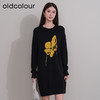 oldcolour冬季新款黑色法式高级气质宽松显瘦针织连衣裙P441004A1 商品缩略图2