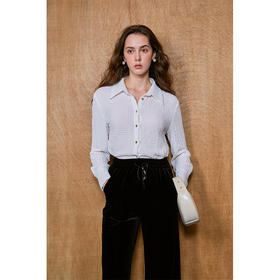 HeyDress翻领衬衫女秋季泡泡肌理感休闲宽松衬衣通勤百搭长袖上衣