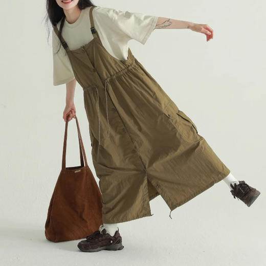 裁缝学苑AS325户外背带裙日系工装风小众设计感宽松百搭休闲长裙 商品图6