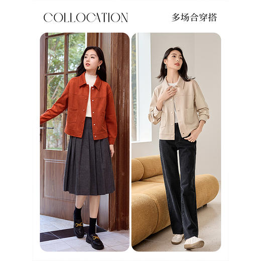 【双𝟭𝟭特卖】熙世界2025秋季新款工装风麂皮绒外套小个子短款夹克上衣潮ins 商品图4