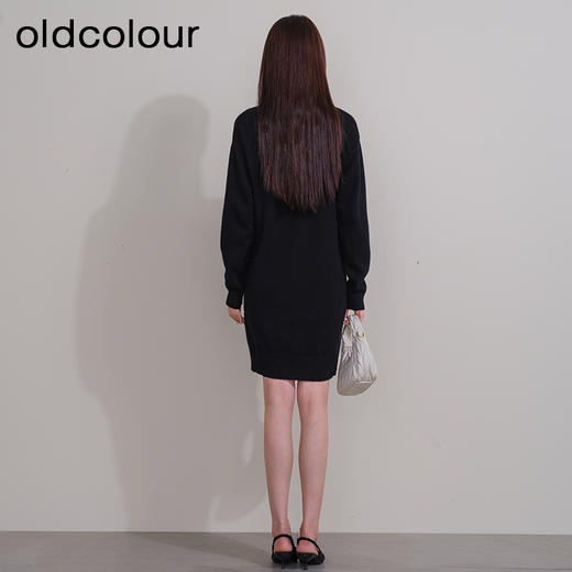 oldcolour冬季新款黑色法式高级气质宽松显瘦针织连衣裙P441004A1 商品图4