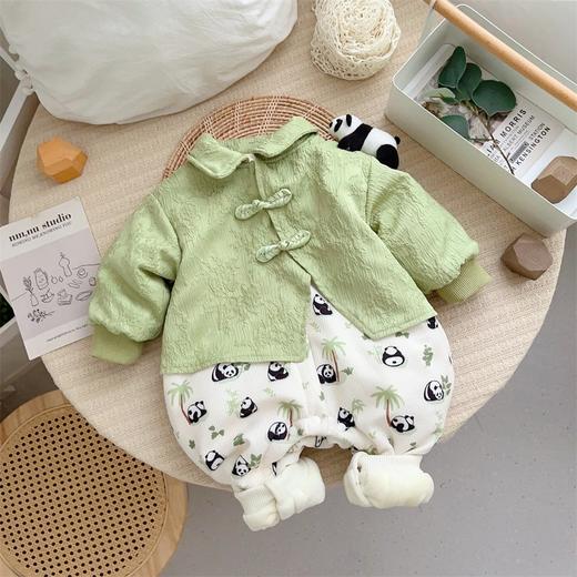 【中国风秋冬加绒加厚宝宝哈衣】童装婴幼儿爬爬服女宝宝连体衣外出服 商品图0