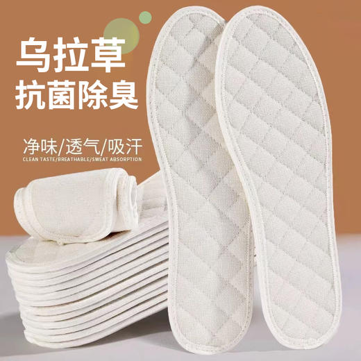 【东北三宝】长白山乌拉草鞋垫2双透气男女士吸汗防臭舒适运动棉布四季养脚夏季 商品图0