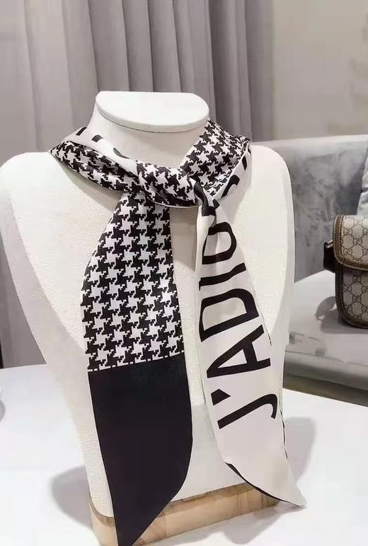 迪O千鸟格字母双面戴丝带丝巾发带包带 商品图2