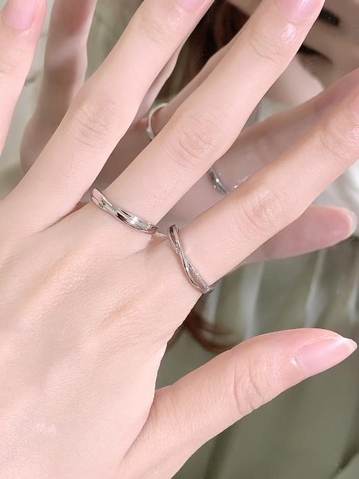 卡蒂罗/KADER 与爱相依情侣对戒 钟爱久久浪漫磨砂素圈开口可调节求婚 甜蜜饰爱双生结浪漫简约手饰 七夕情人节礼物 商品图3