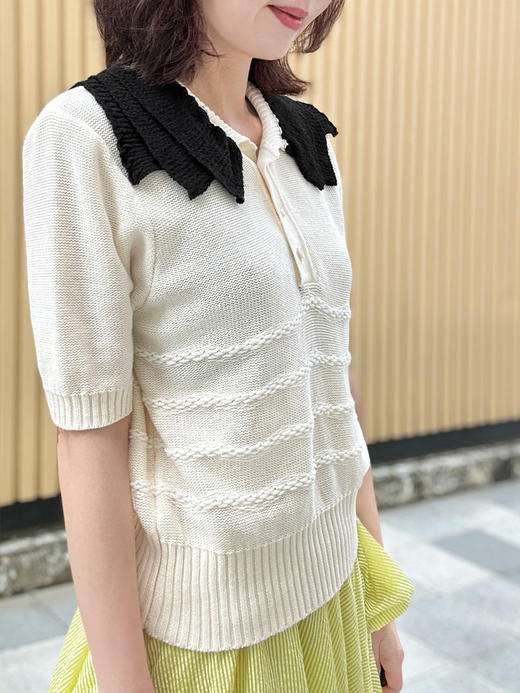 TYNVIE 双层翻领短袖针织上衣 商品图6