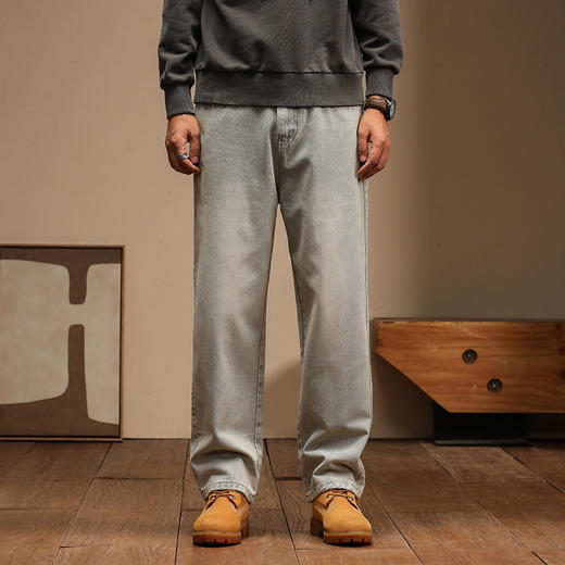 【新款DQ】大依优型大码松紧腰直筒牛仔裤长裤男舒适休闲简约百搭加肥加大男装潮款 商品图7